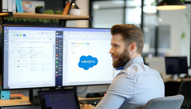 Consultant optimizing CRM systems for a business using HubSpot and Salesforce